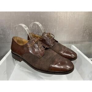 Vintage Brown Windsor Oxford with Fabric Herringbone Inset Size: 10.5M (Z8)